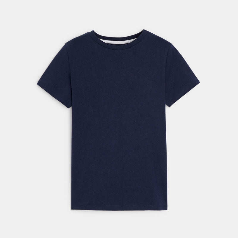 Zēnu vienkrāsains T-krekls, tumši zils