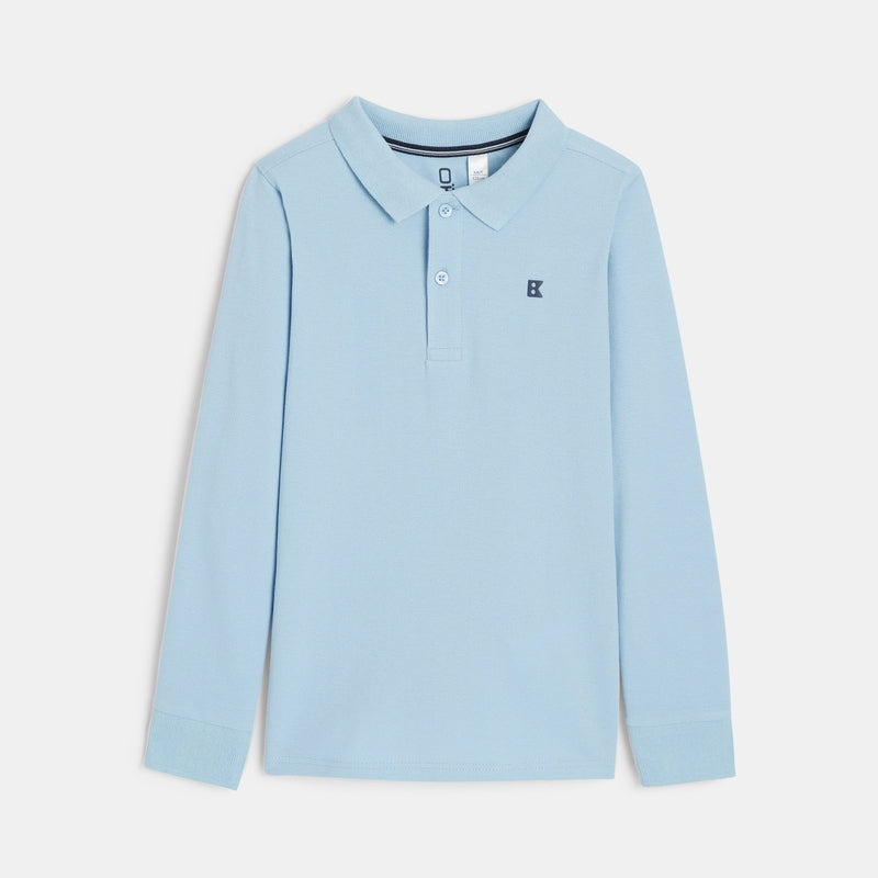 Zēnu polo krekls ar garām piedurknēm, gaiši zils