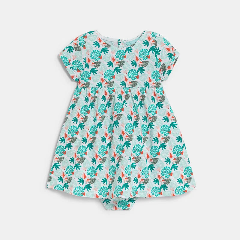 Kokvilnas kleita ar krāsainu rakstu mazām meitenēm