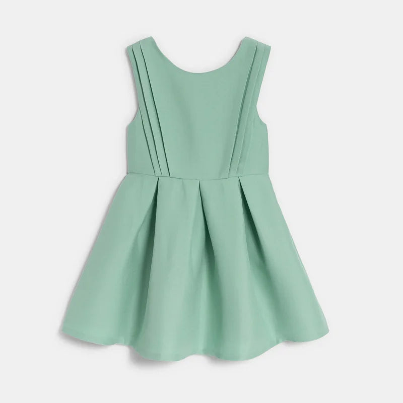 Meiteņu svinīga kleita bez piedurknēm, pistāciju zaļa