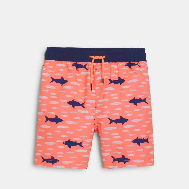 Zēnu peldšorti ar haizivs rakstu, oranži