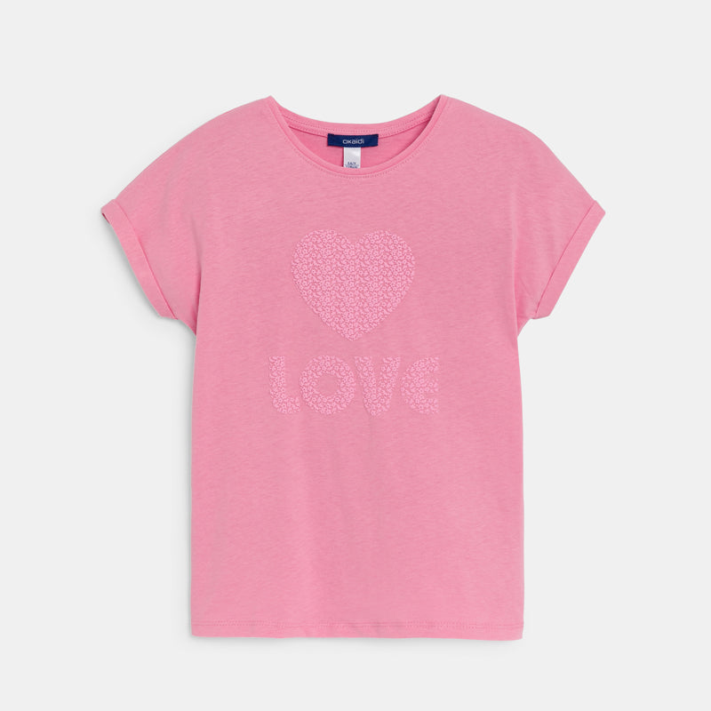 Meiteņu t-krekls LOVE, tumši rozā