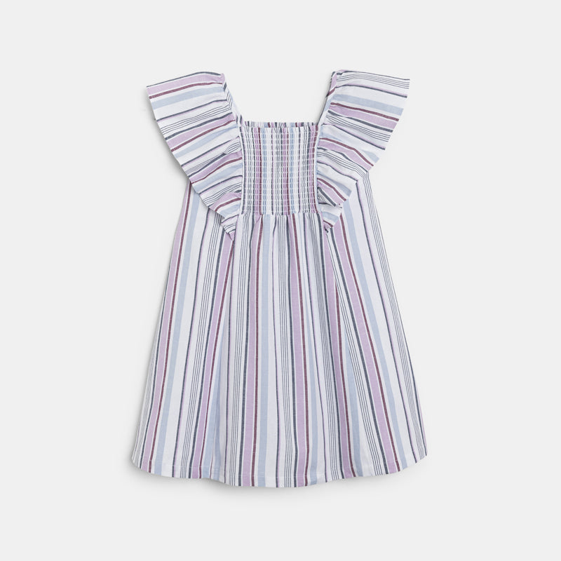 Meiteņu svītraina vasaras kleita, violeta