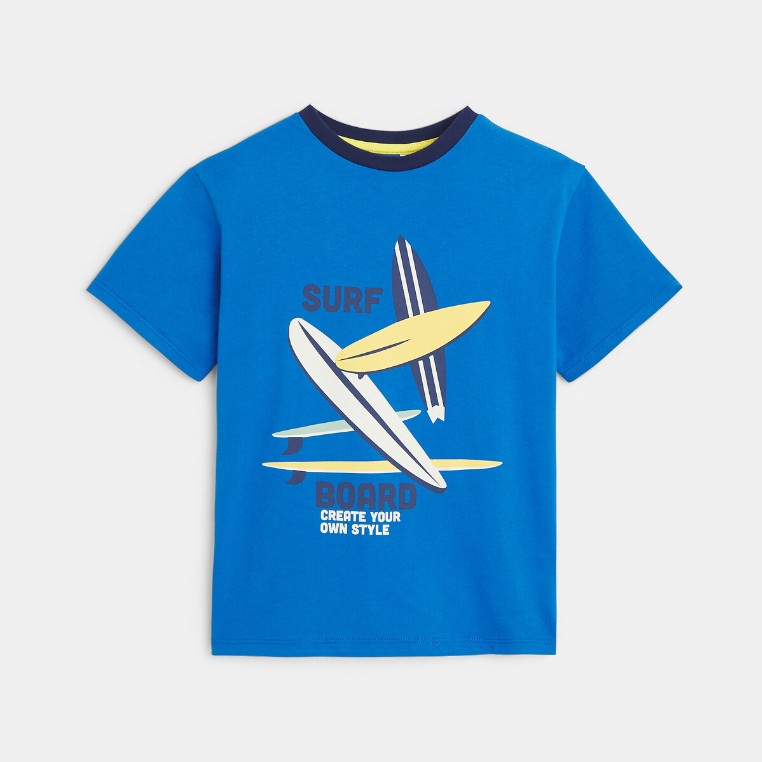 Zēnu T-krekls SURF BOARD, koši zils