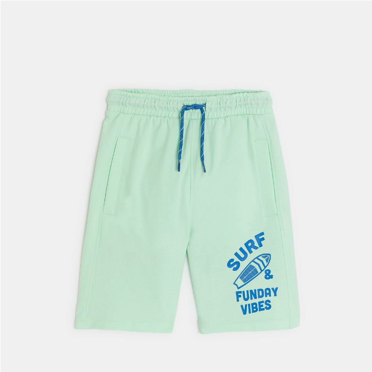 Zēnu sporta šorti SURF & FUNDAY VIBES, zaļi