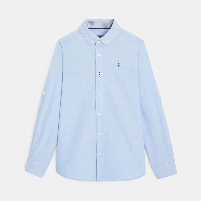 Zēnu klasisks krekls ar garām piedurknēm, gaiši zils