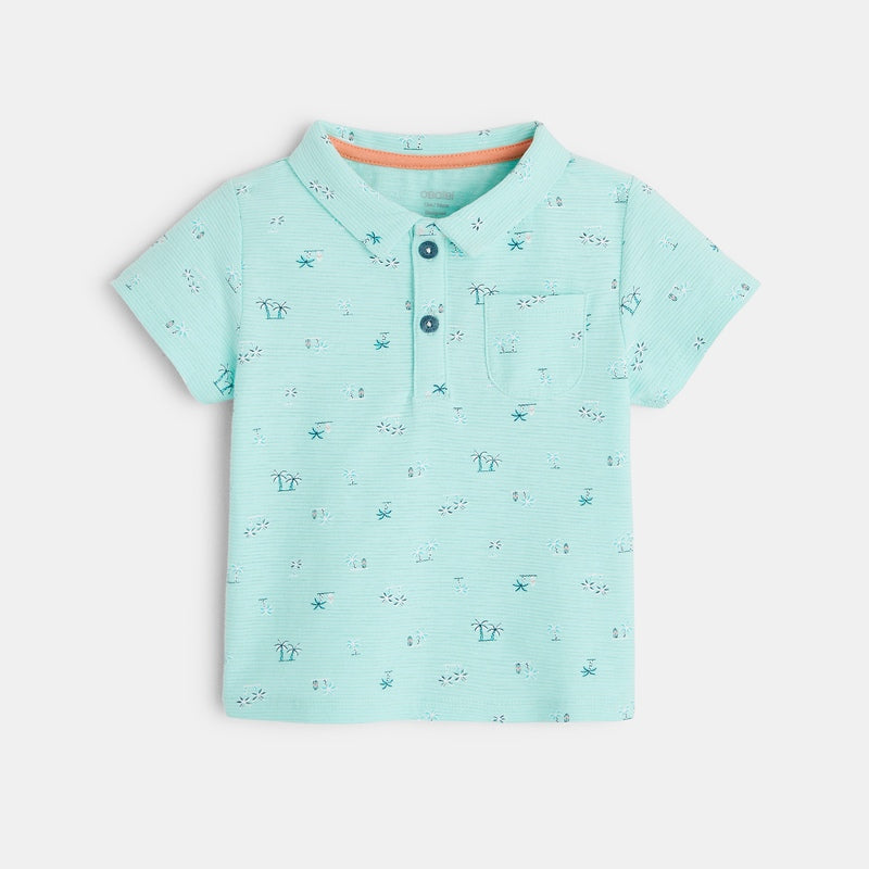 Polo krekls ar palmu rakstu maziem zēniem, gaiši zils