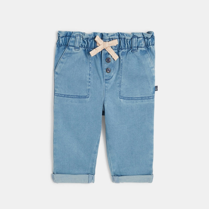 *Paperbag* džinsu bikses mazām meitenēm, zilas