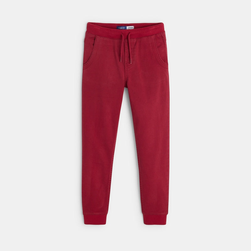 Zēnu kokvilnas 'jogger' bikses,, rubīna sarkanas, Kūdikių drabužiai, одежда для детей