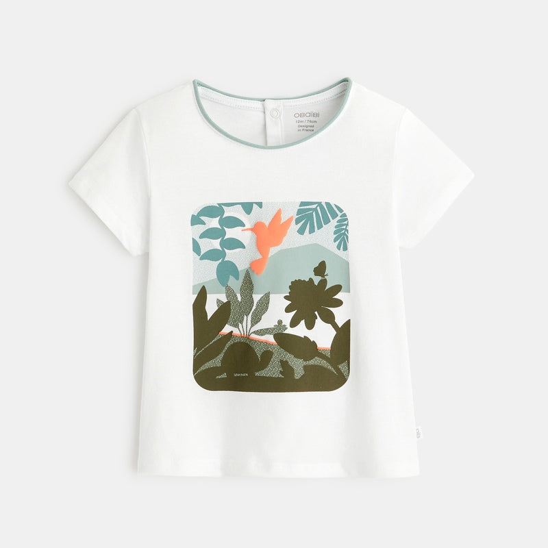 T-krekls ar kolibrī aplikāciju, mazām meitenēm