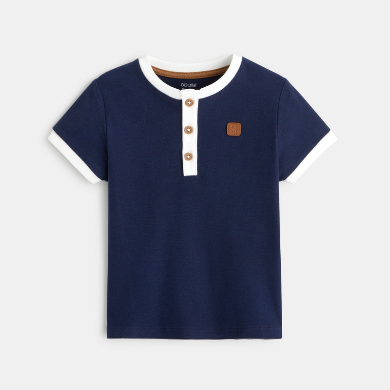 Polo T-krekls bez apkakles, maziem zēniem, tumši zils