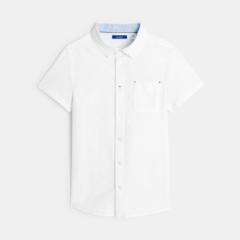 Zēnu klasisks krekls ar īsām piedurknēm, balts